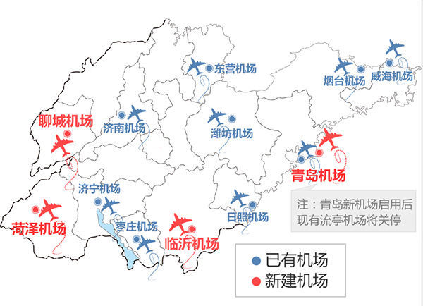 近期山东还将新建3座机场
