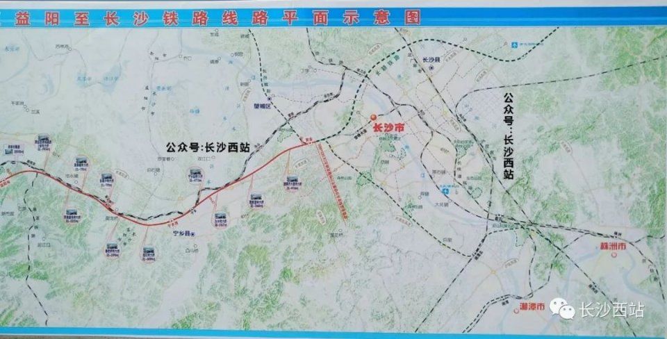 常德经益阳至长沙铁路线路平面示意图1