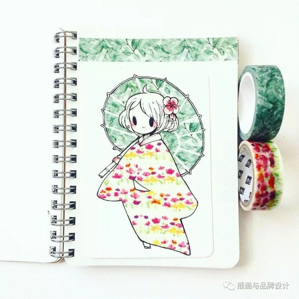 超可爱纸胶带简笔画少女,一起来看看