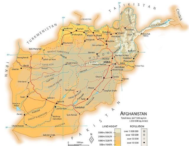与新疆接壤,划分为34个省的阿富汗