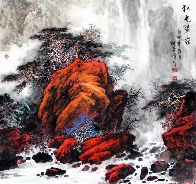 柳春峰工笔山水画作品,恢弘雄壮,苍润大方,笔墨稳健