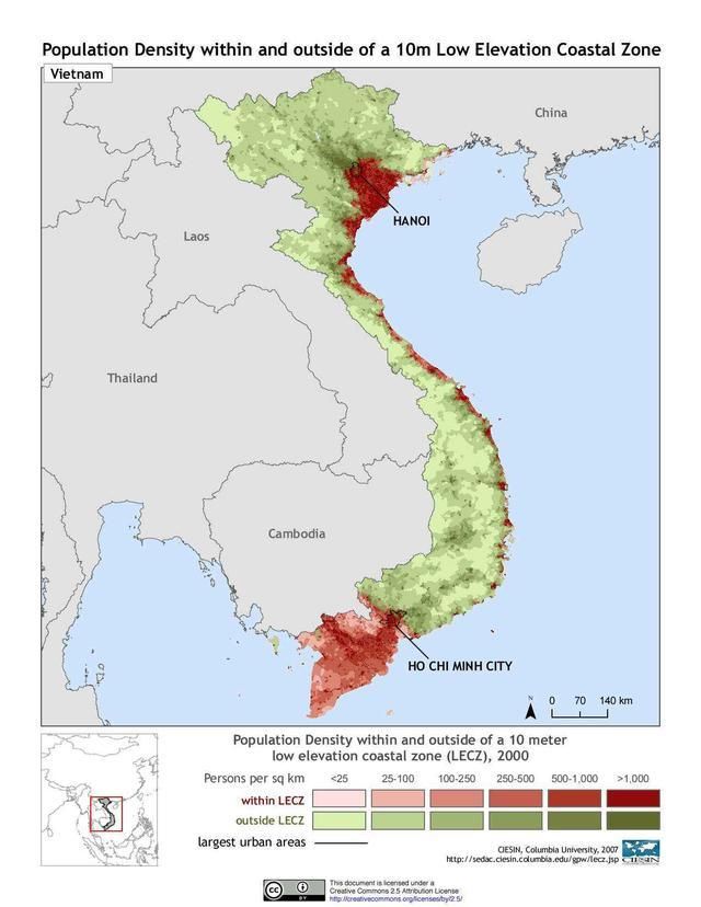 越南人口分布图