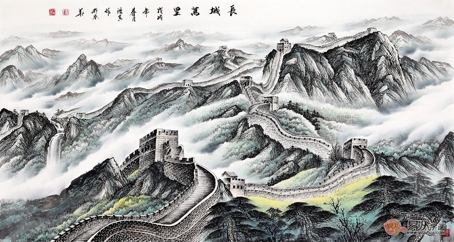 龙抬头之步步高升 刘海青最新国画《长城万里》 (正在【易从网】热销