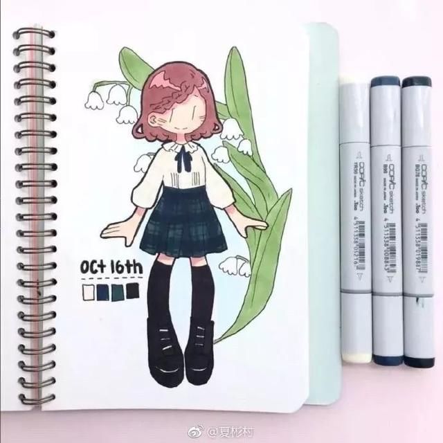 插画师-kaiami 的手绘本子,清新可爱,描绘了二次元的长腿mm们!