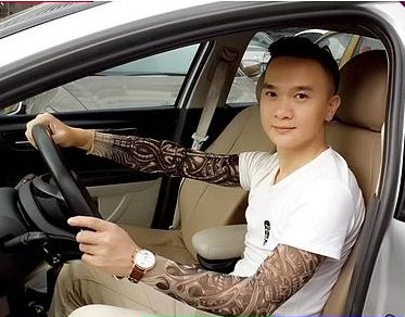 纹身刺青套袖开车骑行爬山野营防晒袖套被人乱别车,开车心情都没有.