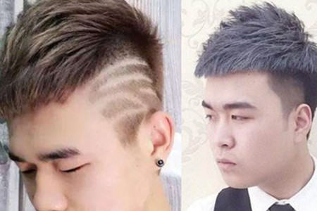 如果要总结今年男学生较流行的发型,两边铲平带刘海的发型应该是比较