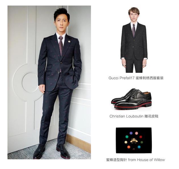 西装:gucci蜜蜂刺绣西服套 皮鞋:christianlouboutin雕花皮鞋 (编辑