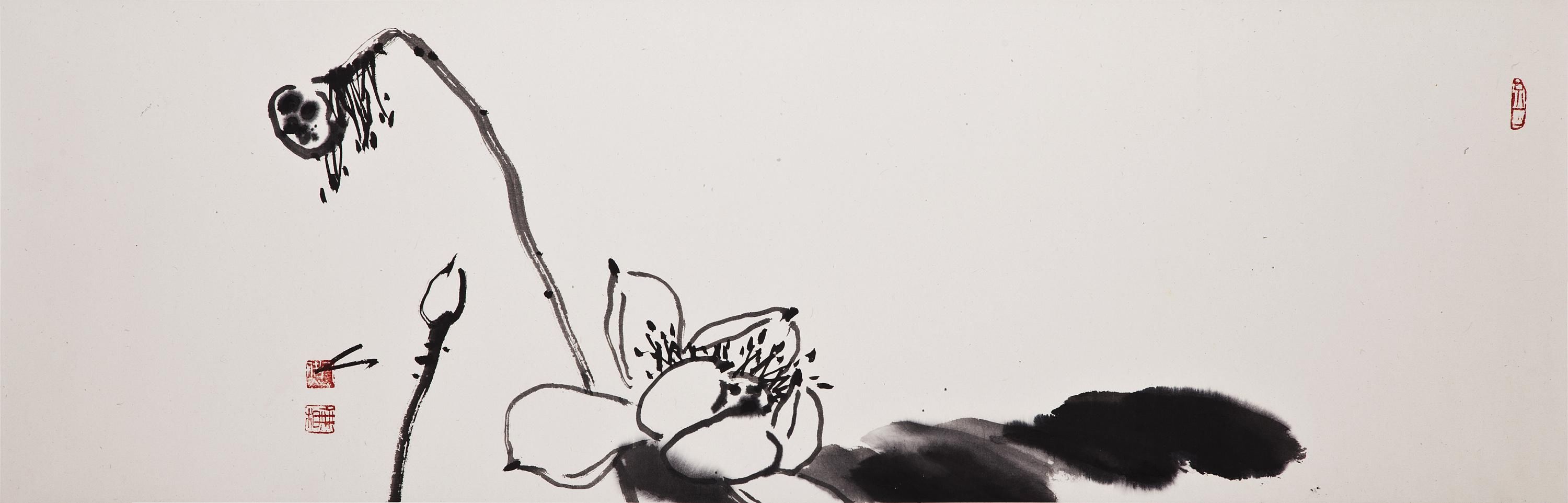 国画大写意水墨荷花作品赏析