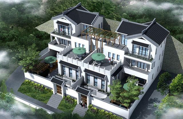 浙江两兄弟引来建连拼中式别墅,同心别墅围观v别墅中空邻居图片