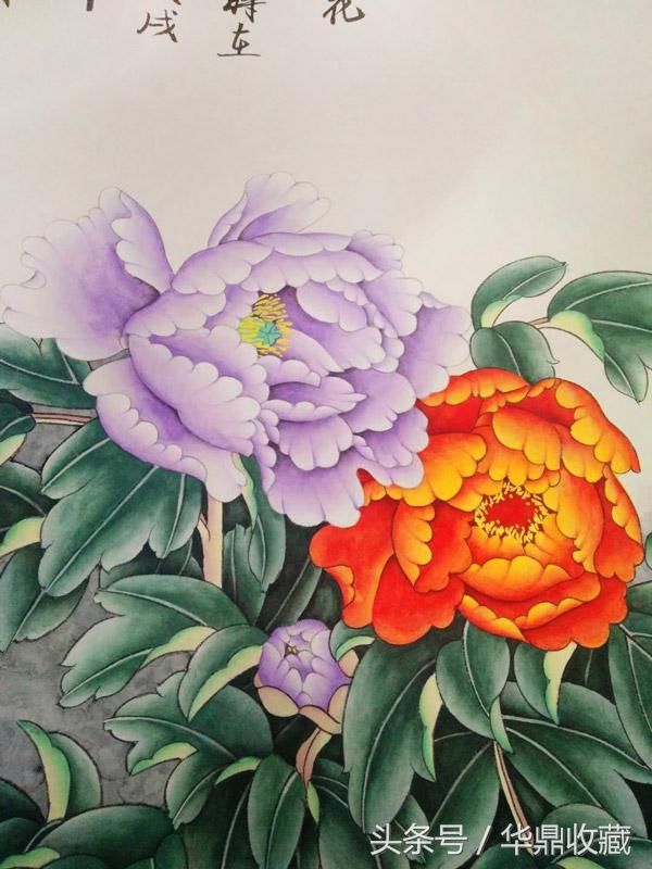工笔花鸟淡彩牡丹开创者徐凤秋国画作品《锦上添花》