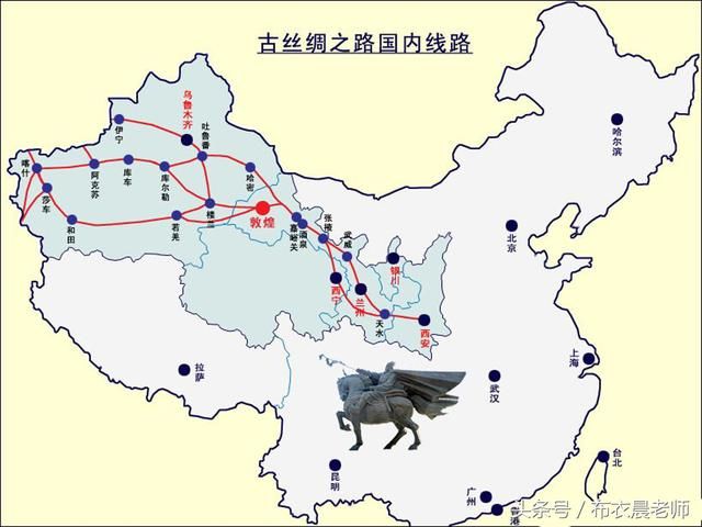 丝绸之路在甘肃境内的3条路线,分别为南北中三线