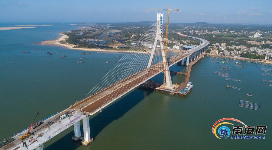 瞰海南:航拍海南铺前大桥 项目建设加速推进