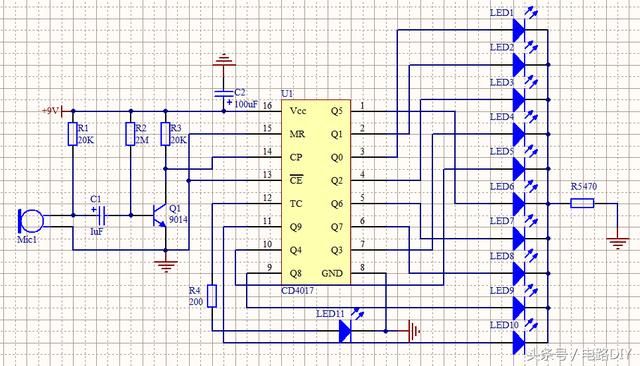 用cd4017制作声控流水灯