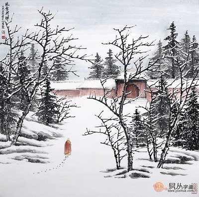 雪景山水画 吴大恺潜心之作国画《雪中参禅》