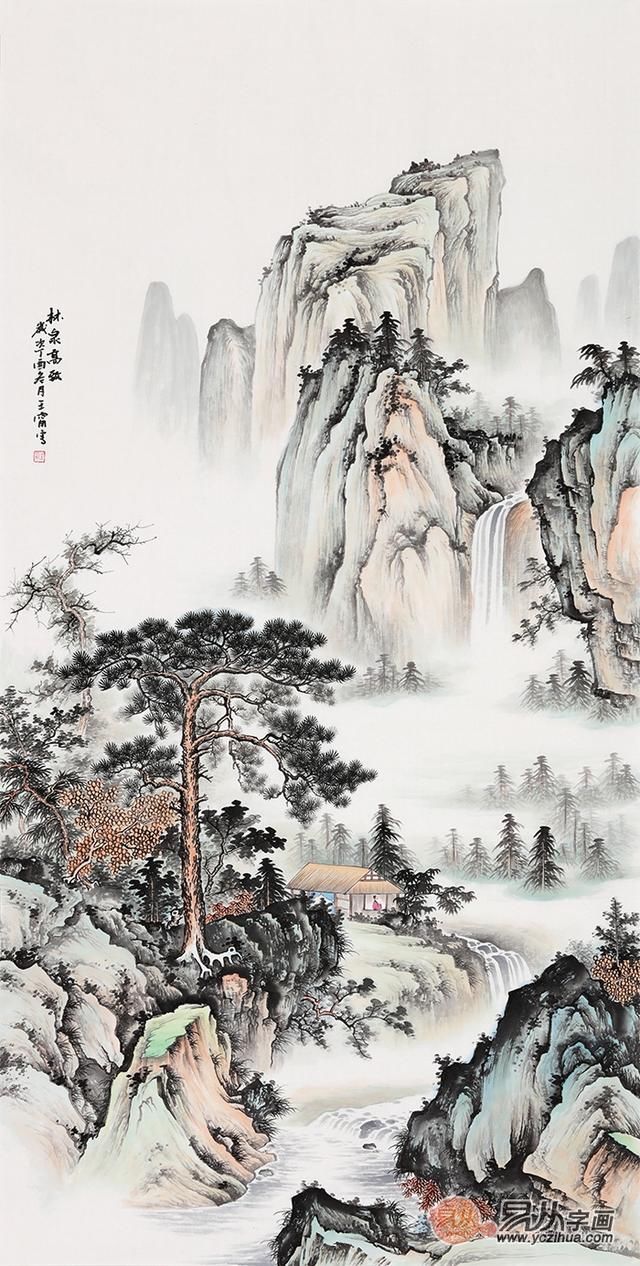 当代名家竖幅山水画图片欣赏 宁静高远的山水画卷