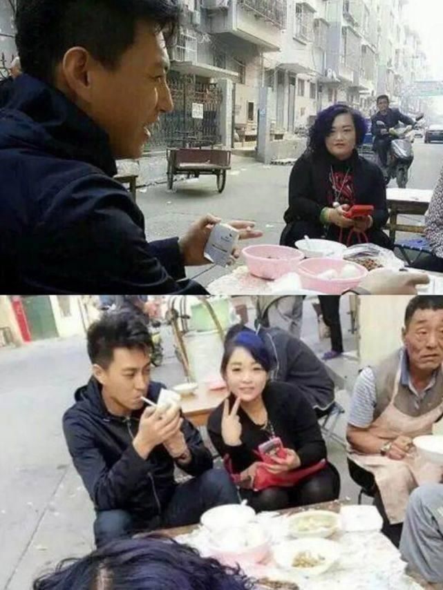 观众印象中温文儒雅,一本正经的靳东回到了老家,却吃起了路边摊,抽起