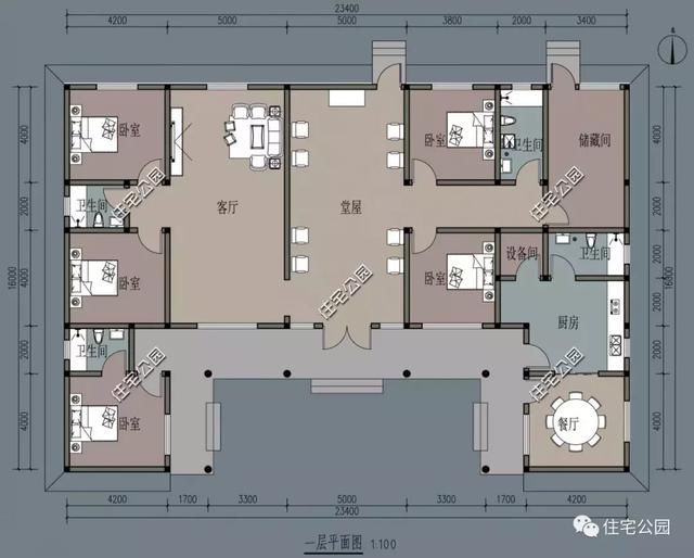 新农村中式小平房,占地23x16米5室2厅,比别墅都美!