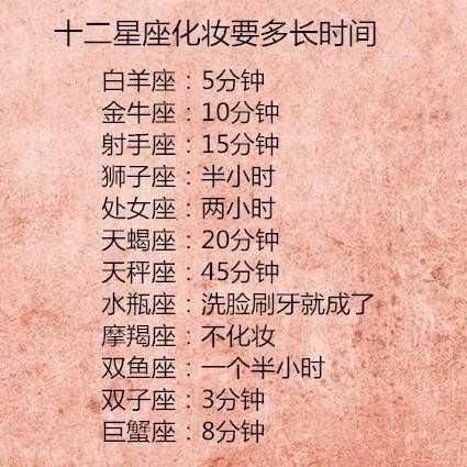 十二星座化妆要多长时间?处女座最拖拉