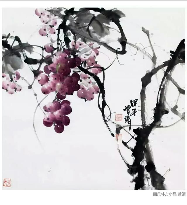 刘大为工作室执行导师蒋为民给曾靖画册作序中提到:曾家葡萄样,中国意