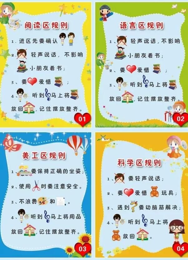 幼儿园班级活动区进区规则 提示图片