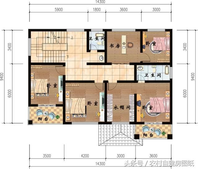 17米x9米房子自建图,长17米宽9米房屋设计图 14x9米二层农村别墅设计,30万含施工案例,户型改良过更适合农村