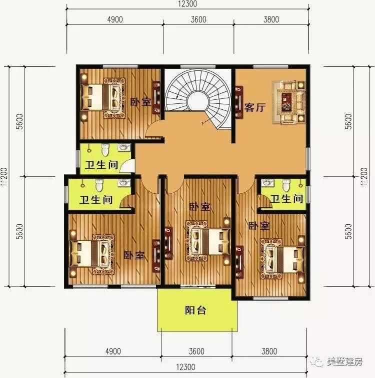 12米开间农村别墅图纸四