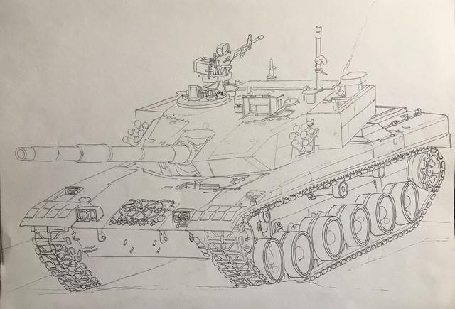 手绘军事过程图中国96b主战坦克