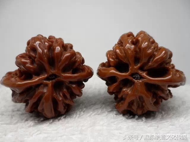 文玩核桃|一对儿绝种的老款虎头!老核桃包浆图片欣赏