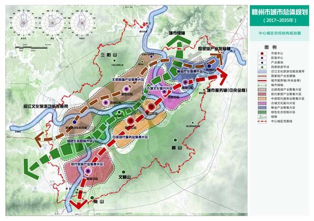 赣州市城市总体规划:构筑"一区,两群,三轴"结构