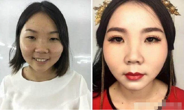 古有易容术,今有化妆术,妹子婚礼前画妆后,新郎以为娶