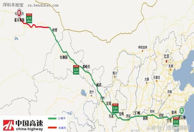 连霍高速全长4395千米,途经6个省,是中国建设历史上的最长的横向快速