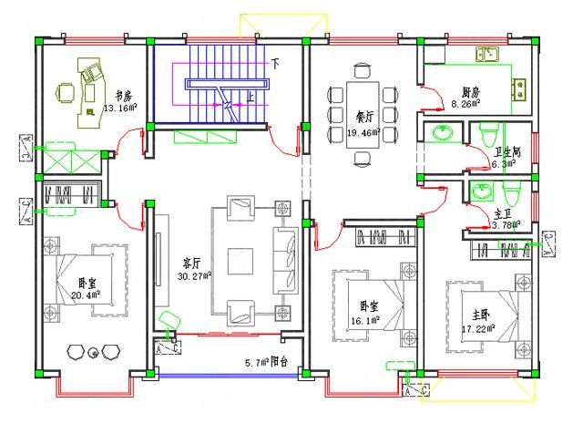 施工简单40万3厅9室带车库主卧套间三层农村自建房全套设计图