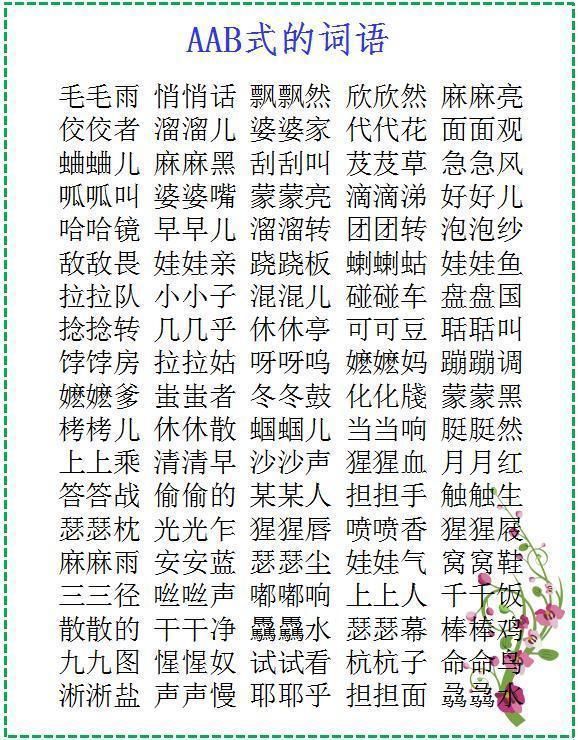 小学1~6年级aabb,abab,abcc词汇,连老师都说学完可以直接毕业