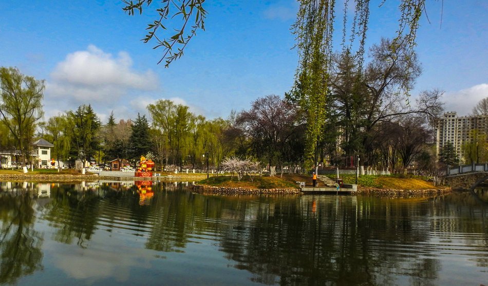 甘肃天水马跑泉公园春光风景如诗如画醉游人(天之水网