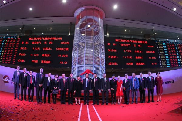 嵊州市委副书记,市长陈玲芳,迪贝电气董事长吴建荣,东方花旗证券副