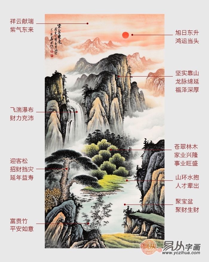 家居玄关挂画之首选李林宏风水画作品《紫气东来》