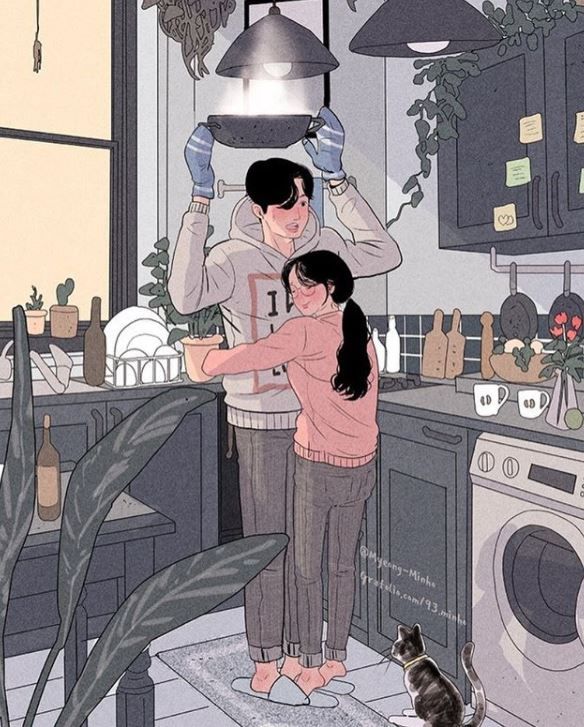 插画家画出超甜蜜情侣日常,吸22万粉丝