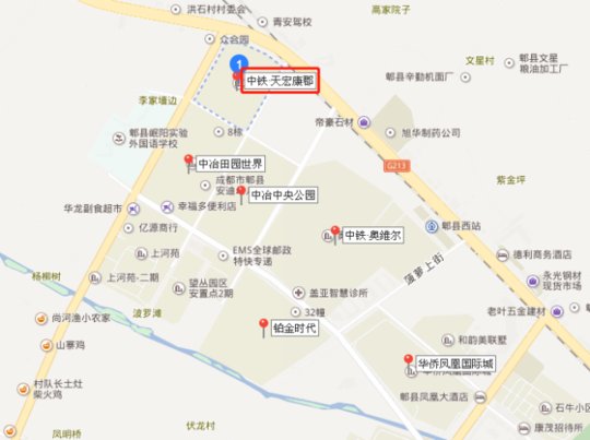 该项目位于郫都区中信大道4段与老成灌路交汇处(田园世界旁),从地图