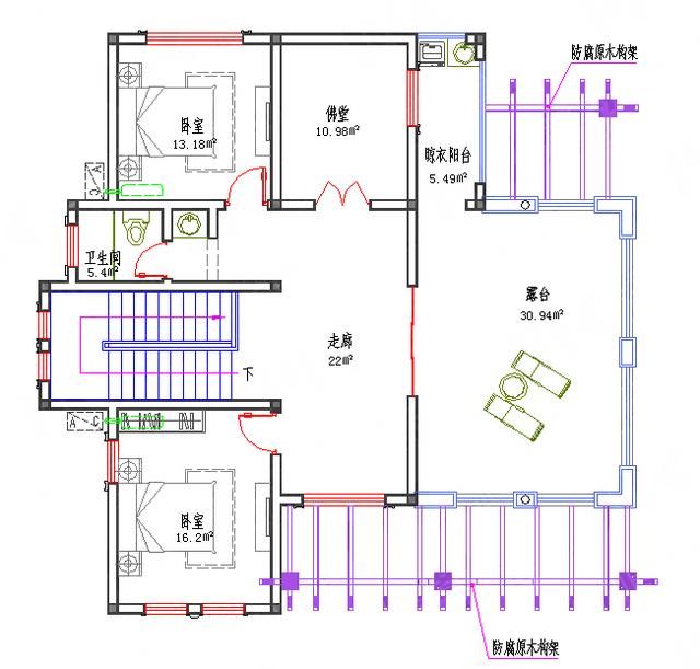 1313米托斯卡纳风格有家庭影院佛堂多露台农村三层别墅设计图