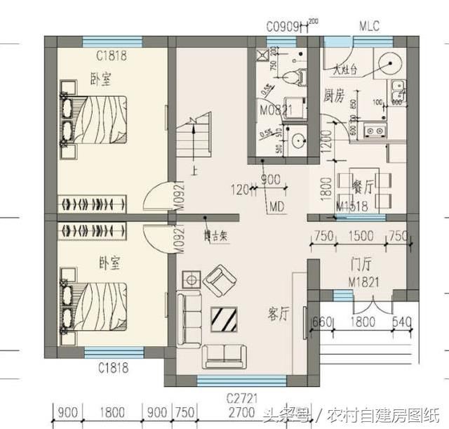 20万带庭院的农村房屋设计图,5套方案,2款带火炕