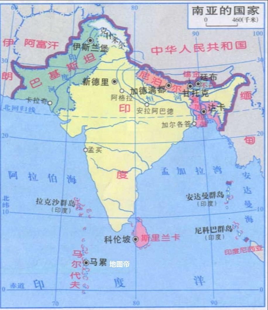 图-南亚地图