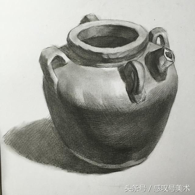 素描绘画入门静物单体陶罐,掌握分体面的绘画方法