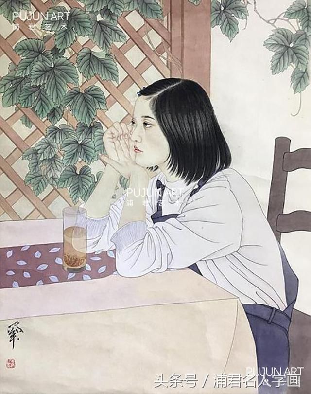 何家英工笔人物画中女性形象居多,画家笔下人物形象清新自然,雅致而