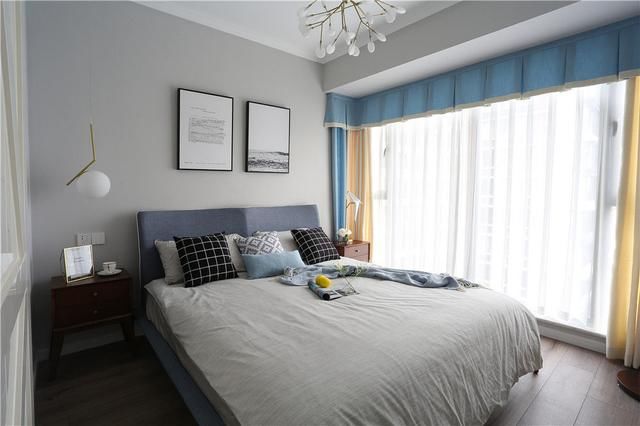武汉三居室装修,北欧风格上搭配雾霾蓝,清晰的氛围扑