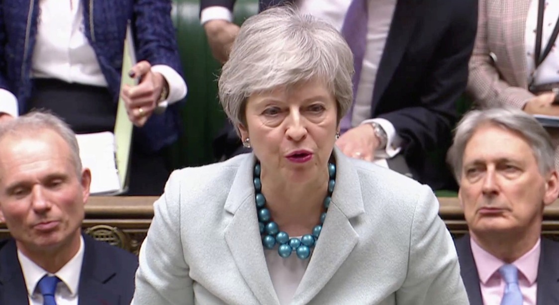 当地时间2019年3月25日，英国伦敦，英国首相特雷莎·梅25日向议会发表声明称，从目前情况看，“议会没有足够的支撑票数”来进行第三轮“脱欧”协议投票，但目标仍是在本周举行。