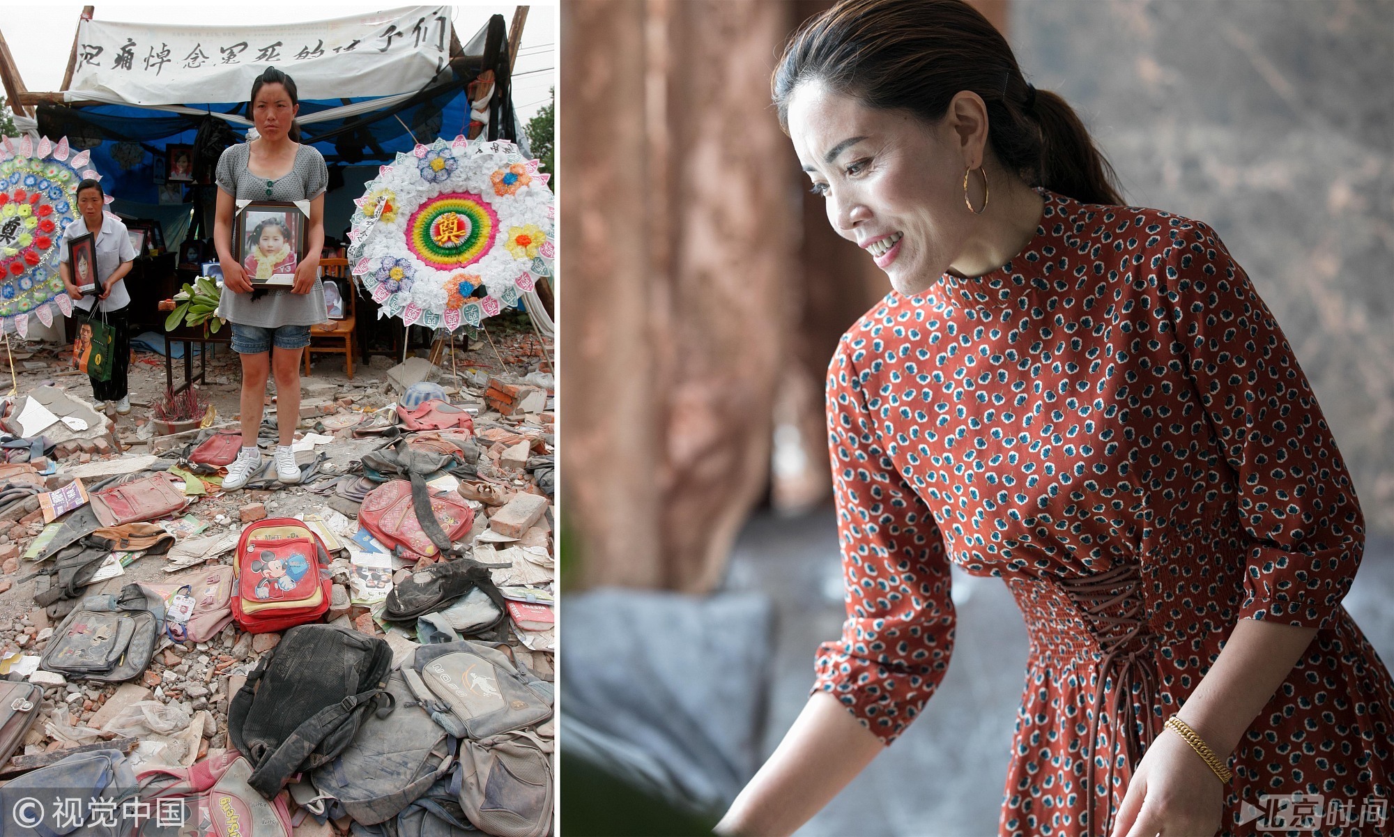 汶川地震十年后的他与他们:宋芙蓉12岁的女儿卢倩,惨死在2008年的大地震中。女儿遇难后,她和丈夫尝试了两次试管婴儿都失败了,最终婚姻破裂。自幼失去父母的宋芙蓉,30多岁了又回到人生原点,没有了女儿,没有了房子,没有了家庭。孑然一身的宋芙蓉来到绵竹市市区,打工养活自己,独自凄苦生活了几年。直到2015年,她终于遇到了给她爱和家庭的男人,过上了安定的生活。