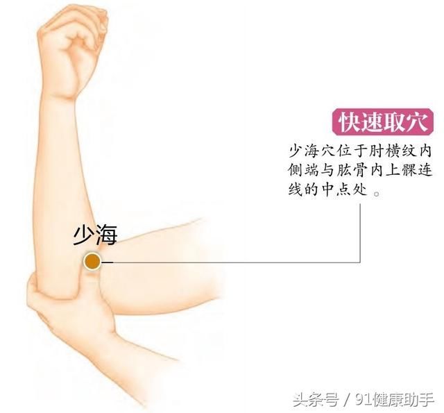 穴位养生|心痛、肘臂挛痛、牙痛按少海穴,理气通络、益心安神