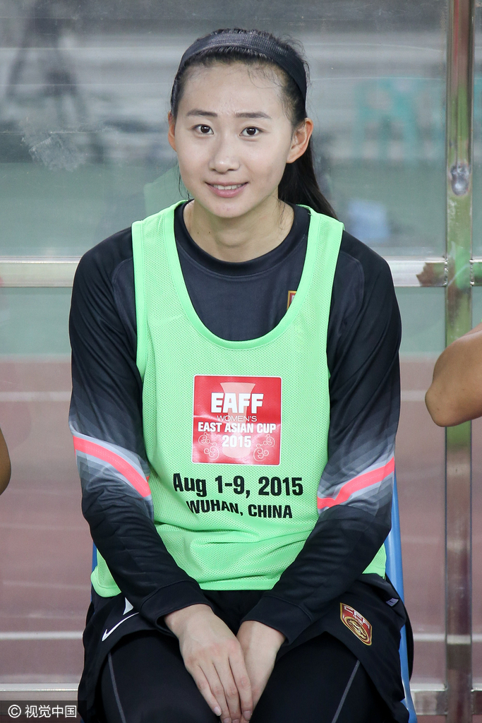 2015年08月04日，湖北省武汉市，张越在对阵朝鲜女足的东亚杯上。