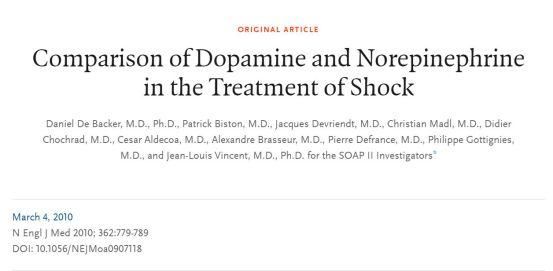 心源性休克,首选多巴胺 or 去甲肾上腺素?