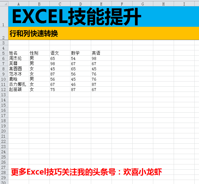 excel教程:如何让表格中的列和行互相转换,一分